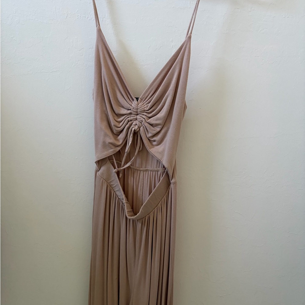 Chic Crop Top Tan Romper